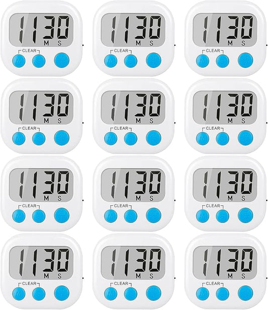 12 Pack Digital Kitchen Timers for Cooking Magnetic Timer for Cooking Loud by AOUCE