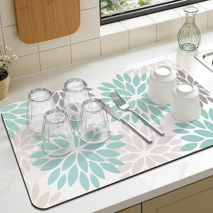 Findosom Floral Dish Drying Mat, Cuttable Drying Mat - Image 6