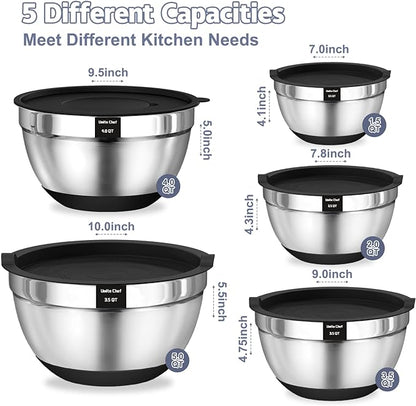 Umite Chef Mixing Bowls with Airtight Lids, 3 Grater Attachments & Non-Slip - Image 4