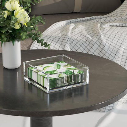HIIMIEI Acrylic Napkin Holder for Table: Square Luncheon Napkin Tray, Flat - Image 2