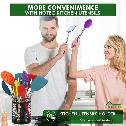 HOTEC 446°F Heat Resistant Silicone Kitchen Utensils, Cooking Utensil Set - Image 2