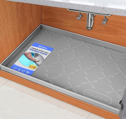 SIKADEER 28" x 22" Under Sink Mat Waterproof, Silicone Mat Kitchen Drawer Shelf by SIKADEER