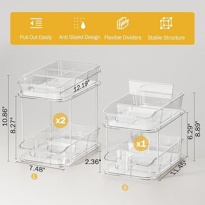 Delamu 2-Tier Under Sink Organizers and Storage, Pull Out Kitchen Pantry - Image 5