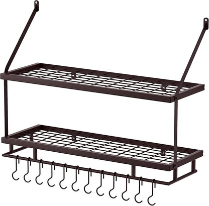 KES 30-Inch Oiled Bronze Pot Rack Wall Mounted, 2-Tier Hanging Pot and Pan - Image 9