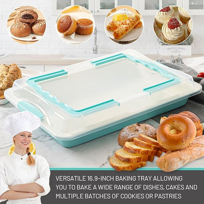 Sheet Cake Pan with Lid, Non-Stick Ceramic Coating Baking Pan, Oven Safe 450°F - Image 6