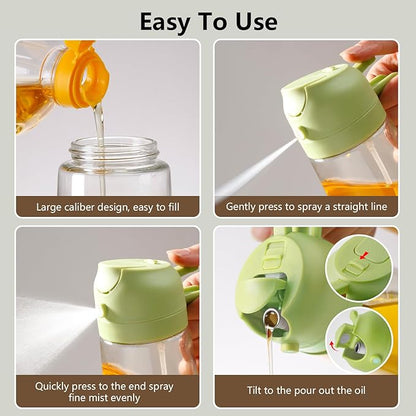SWEET VIEW 16oz/470ml Oil Dispenser and Oil Sprayer, Glass Olive Oil Pourer - Image 2