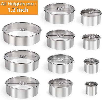 HULISEN Stainless Steel Round Cookie Biscuit Cutter Set, 11 Circle Donut - Image 3