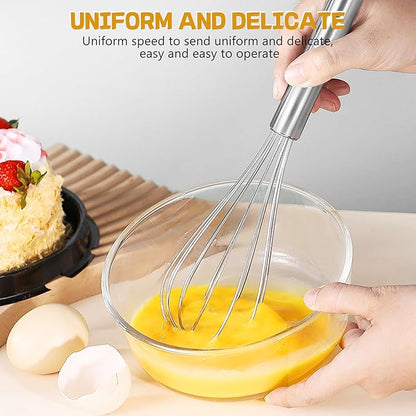 NileHome Stainless Steel Whisk Set 8" 10" Hand Blender + 12" Semi-Automatic - Image 5