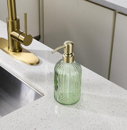 16Oz Green Glass Soap Dispenser - Image 5