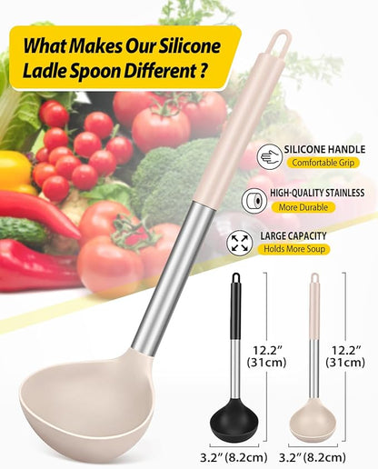 Pack of 2 Ladle Spoon, Silicone Large Spoon - Image 2