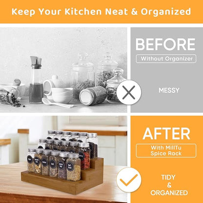 Bamboo Spice Rack Organizer for Cabinet 2 Pack - Image 2