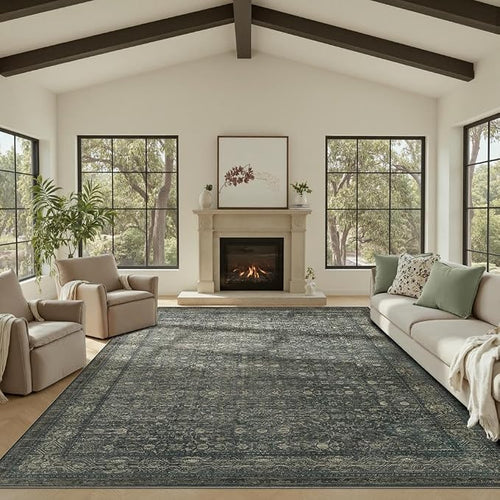 8x10 Washable Area Rug for Living Room, Extra Large, Durable Low Pile Non Slip by Rugxara