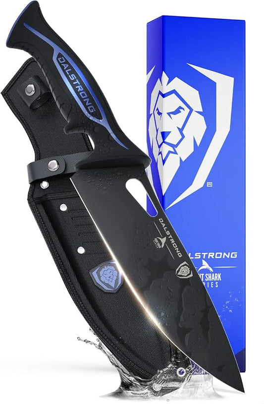 Dalstrong Chef Knife Professional - 8” - Night Shark Series - 7CR17MOV High Carbon Steel - Titanium Coated Blade - Water Outdoor & Fishing- Polypropylene Handle -w/Chef Knife Cover - NSF Certified