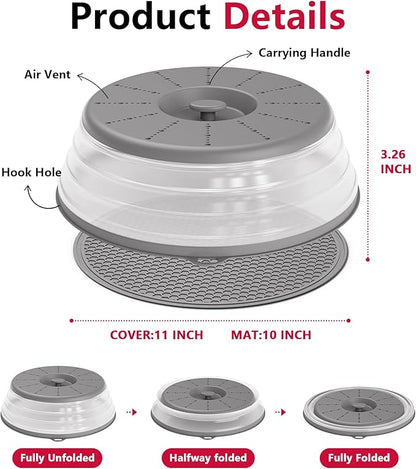 WVM Microwave Splatter Cover & Mat, Vented Collapsible Splatter Guard dish - Image 6