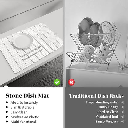 Stone Dish Drying Mat for Kitchen Counter, Kitchen Counter Mats for Dishes - Image 6