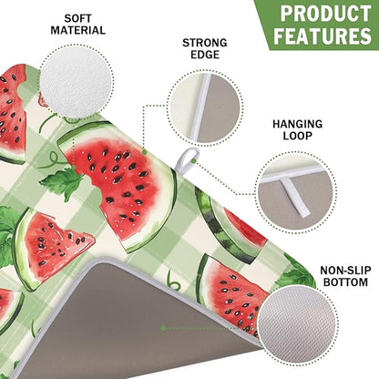 Summer Dish Drying Mat for Kitchen Counter Watercolor Watermelon Green Buffalo - Image 3