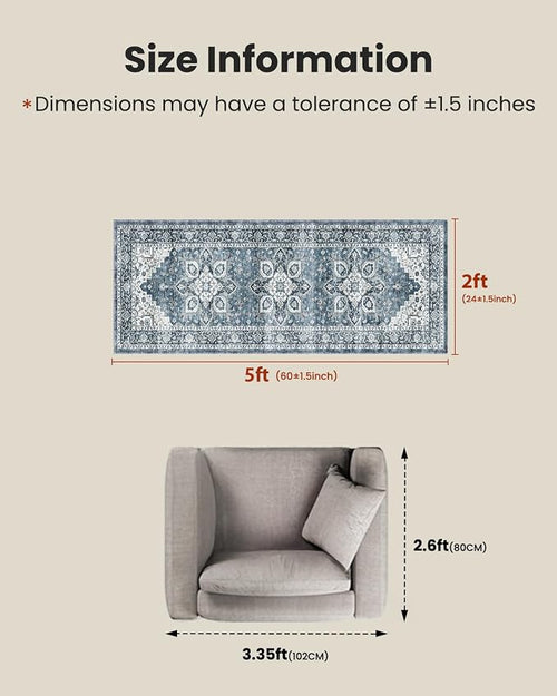 AMADA HOMEFURNISHING 2x5 Washable Runner Rug, Low-Profile Kitchen Rugs - Image 2