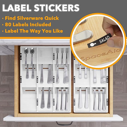 SpaceAid Bamboo Silverware Drawer Organizer - Image 3