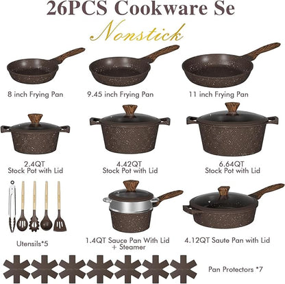 Umite Chef 26PCS Pots and Pans Set Non Stick, Nonstick Cookware Sets, Induction - Image 2