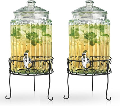 MosJos 2 PACK 1.5 Gallon Drink dispenser, Glass Beverage Dispenser by MosJos