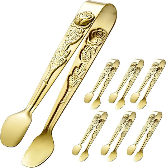 HINMAY 6PCS Mini Serving Tongs 4 Inches Small Rose Sugar Cube Tongs by HINMAY