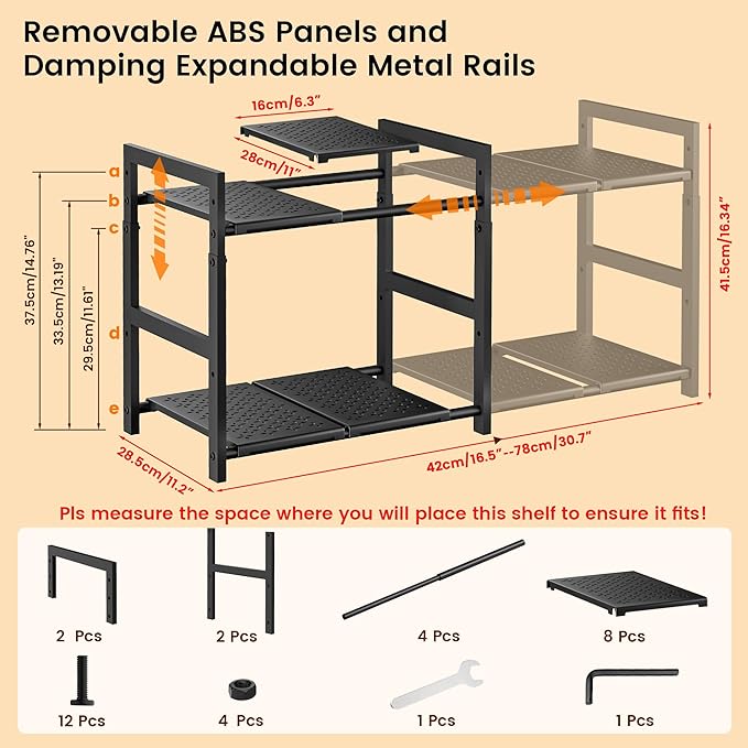 Under Sink Organizer and Storage 16.5"-30.7" Expandable Length, Adjustable - Image 2