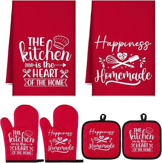 Sratte 6 Pcs Kitchen Decor Accessories Set Farmhouse Towels Pot Holders Oven by Sratte