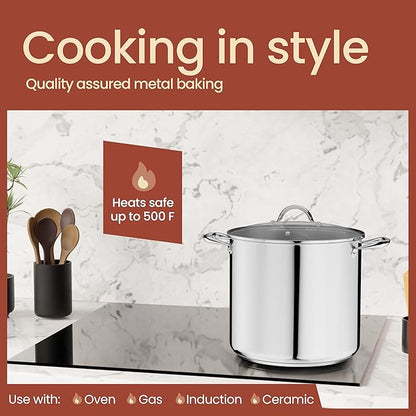 Stainless Steel Stockpot with Tempered Glass Lid 20 Quart, Durable 18/0 - Image 3