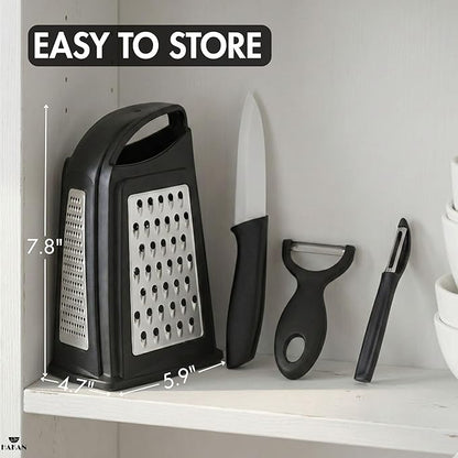 Hakan Grater, Chop and Peel Set | Handheld 3-Sided Grater - Image 7