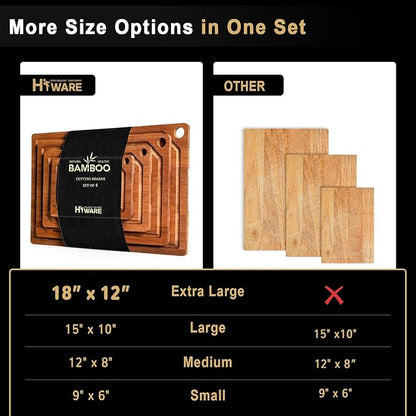 Hiware 4 Pieces Extra Large Wooden Cutting Boards Set- Bamboo Cutting Boards - Image 7