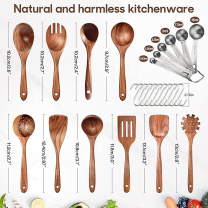 Spardar Teak Wooden Spoons for Cooking, Salad Spoon, - Image 7