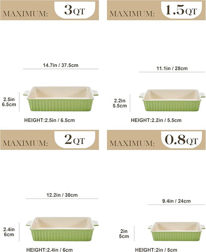 MALACASA Bakeware Set of 4, Porcelain Baking Pans Set - Image 2