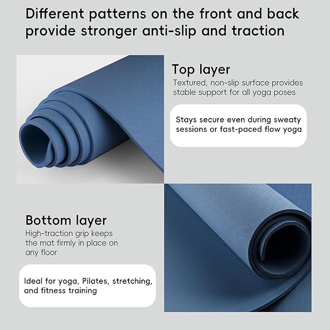 Extra Wide Yoga Mat 72" x 32", 6mm Non Slip TPE Exercise Mat - Image 3