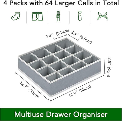 Joyoldelf Sock Drawer Organizer Divider Underwear Organizer 16-cell Fabric - Image 2