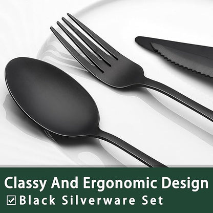 EWFEN 24-Piece Black Silverware Set - Image 3