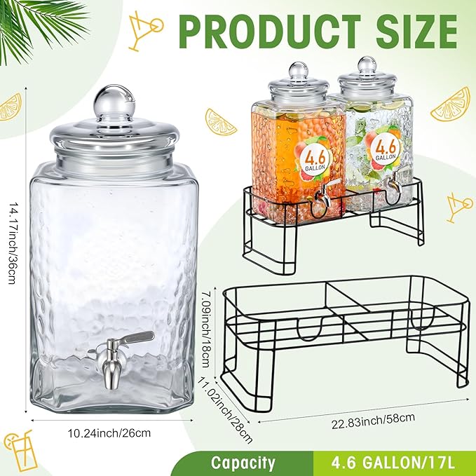 Honeydak 4.6 Gallon Glass Beverage Dispenser - Image 2