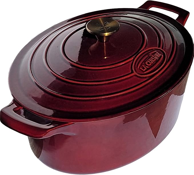 La Cuisine Enameled Cast Iron Oval Dutch Oven Casserole Dish Pot - Image 2