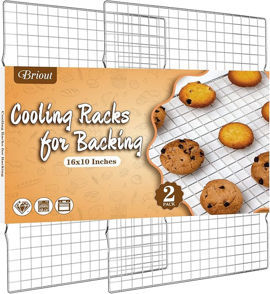 Cooling Rack for Baking 2-Pack, 16x10 Inches Baking Rack, Thick Wire Cookie by Briout