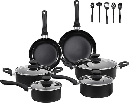 BECIGAR Black Ceramic Pots and Pans Set, Nonstick Pan Pots and Pans Set Non by BecigarCookware
