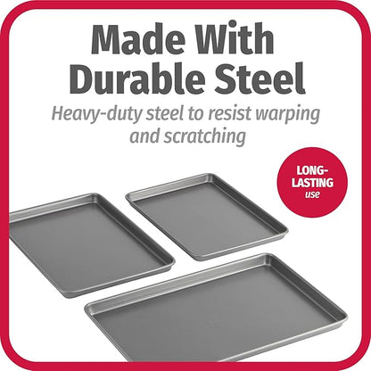 GoodCook Everyday Nonstick Baking Sheet Set, 3 Pack Includes Small Medium and - Image 6