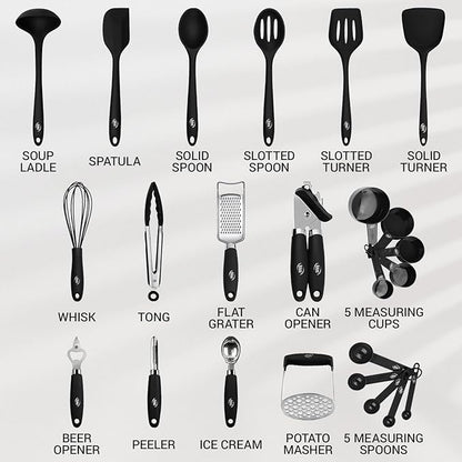 Kaluns Silicone Kitchen Utensils Set 24 Pcs Silicone Cooking Utensils Set - Image 2