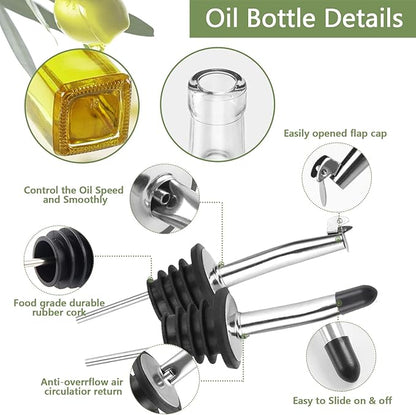 Leaflai Olive Oil Dispenser Bottle, 4 Labels, 1 Brush and 1 Funnel Oil Bottles - Image 7