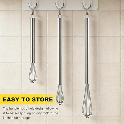 NileHome Mini Whisks Stainless Steel Whisk Set 7" 9" 11"Kitchen Small Wisk - Image 5