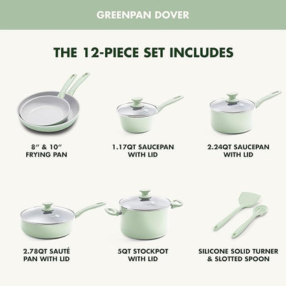 GreenPan Dover Healthy Ceramic Nonstick, 12 Piece Cookware Pots and Pans Set - Image 3