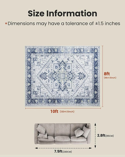 AMADA HOMEFURNISHING Washable Area Rug, Low-Profile Large Area Rug - Image 2