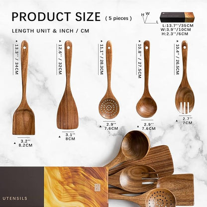 Wooden Spoons for Cooking, Nonstick Cooking Utensil Set - Image 2