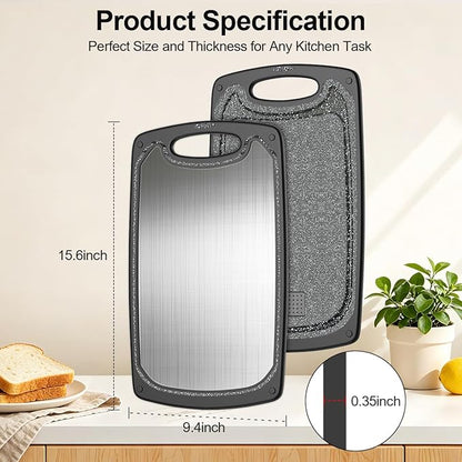 Viretang Metal Cutting Boards for Kitchen, Functional Large Black Plastic - Image 2