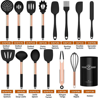 Silicone Cooking Utensil Set, Umite Chef Kitchen Utensils 15pcs Cooking - Image 2