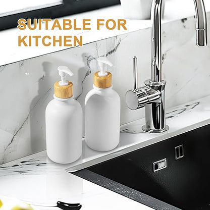 KASUNTING White Soap Dispenser, 2 Pack Plastic Bathroom Hand Soap and Lotion - Image 7