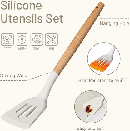 CAROTE 22pcs Silicone Cooking Utensils Set, 446°F Heat Resistant Kitchen - Image 3
